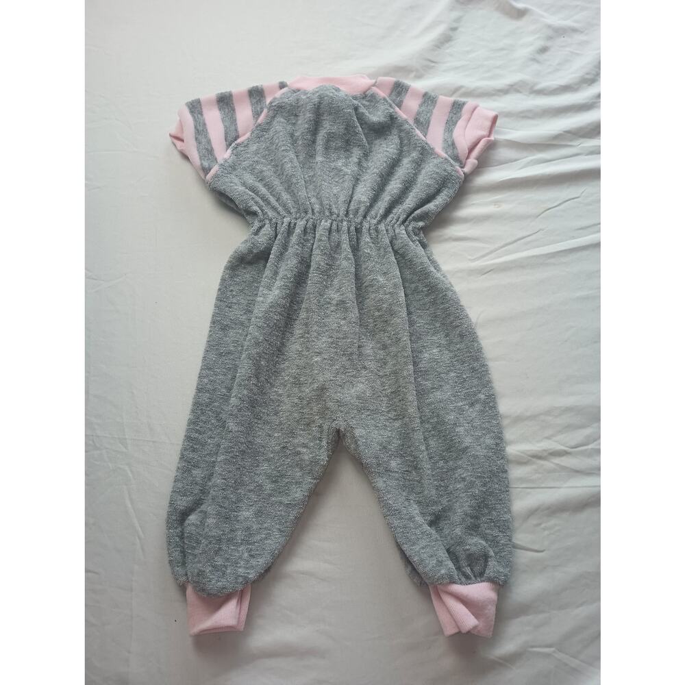 Vintage Playskool Terry Cloth Jump Suit Infant 12 Months (Large) Gray Pink - Picture 5 of 5